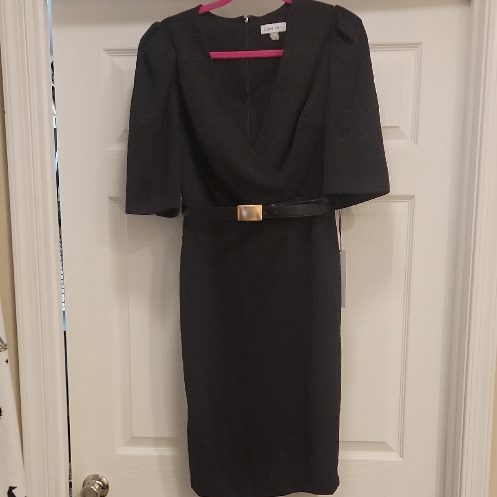Calvin Klein Black Long Sleeve Dress with Belt